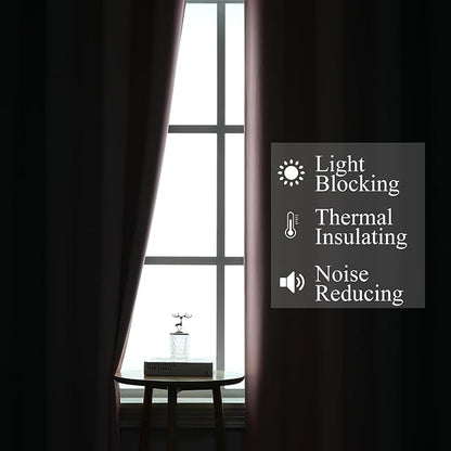 Estelar Textiler Ombre Grey and Pink Blackout Curtains 72 Inch Length 2 Panels, Full Room Darkening Blackout Curtains for Bedroom, Grommet Thermal Insulated Gradient Drapes for Kids Room, 52x72 Inch