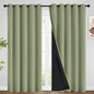 SimpleHome 100% Blackout Curtains for Bedroom,Thermal Insulated Sage Grommet Window Drapes Room Darkening Curtains for Living Room with Black Back,62 x 84 Inch,2 Panels