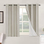 H.VERSAILTEX Primitive Linen Curtains 100% Blackout Curtain Drapes Burlap Fabric Curtains with White Thermal Insulated Liner, Grommet Top Drapes Living Room/Bedroom (2 Panels, 42 x 45 Inch, Stone)
