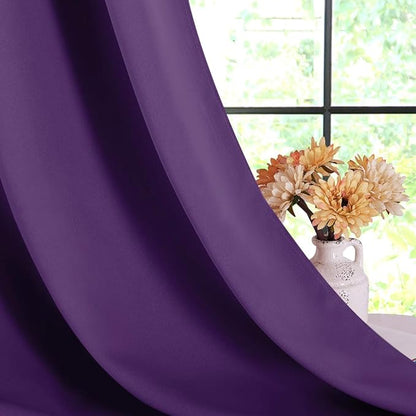NICETOWN Blackout Curtains for Bedroom, Royal Purple, 42 W by 80 L, Set of 2, Thermal Insulated Curtains & Drapes with Grommet Top for Living Room, Privacy Window Treatment Draperies