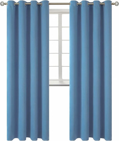 BGment Blackout Curtains for Bedroom - Grommet Thermal Insulated Room Darkening Curtains for Living Room, Set of 2 Panels (52 x 95 Inch, Faded Denim)