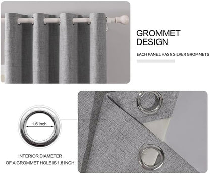 MIULEE Linen Texture Curtains for Bedroom Solid 100% Blackout Thermal Insulated Grey Curtains Grommet Room Darkening Curtains/Draperies Luxury Decor for Living Room Nursery 84 Inch (52x84, 2 Panels)