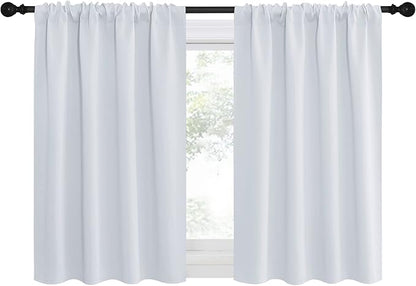 NICETOWN Greyish White Window Curtain Panels, RV Bunk Curtains, Thermal Insulated Rod Pocket Room Darkening Curtain Sets for Loft (Greyish White, 2 Panels, 42 in x 30 in (W x L))