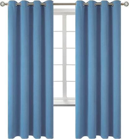 BGment Blackout Curtains for Bedroom - Grommet Thermal Insulated Room Darkening Curtains for Living Room, Set of 2 Panels (52 x 72 Inch, Faded Denim)