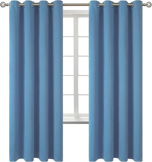 BGment Blackout Curtains for Bedroom - Grommet Thermal Insulated Room Darkening Curtains for Living Room, Set of 2 Panels (52 x 72 Inch, Faded Denim)