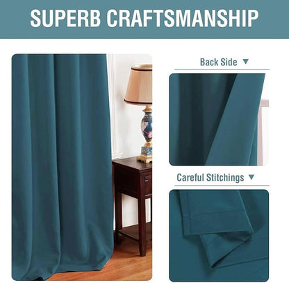 H.VERSAILTEX Blackout Curtain for Living Room Thermal Insulated Window Treatment Curtain Extra Long 63 inch Length Energy Saving Solid Grommet Top Blackout Drape, One Panel, Dark Teal, 52" W x 63" L
