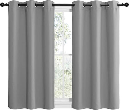 NICETOWN Silver Grey Blackout Curtain Panels for Bedroom, Thermal Insulated Grommet Top Blackout Draperies and Drapes for Basement (2 Panels, W42 x L40-inch)