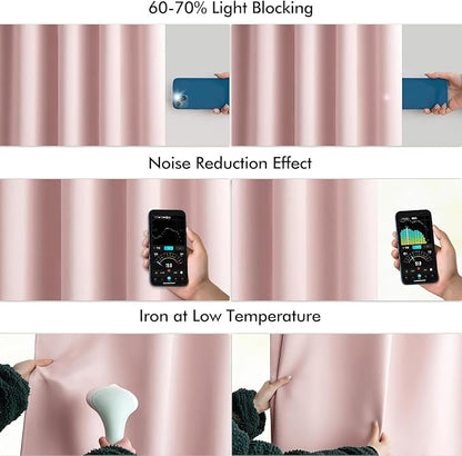 MIULEE Baby Pink Back Tab Blackout Curtains 96 Inch Long 2 Panels Set for Living Room Bedroom, Rod Pocket/Pinch Pleated Long Thermal Insulated Room Darkening Light Blocking Floor to Ceiling Drapes