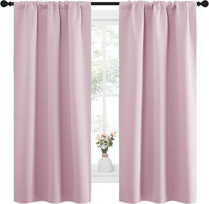 NICETOWN Bedroom Curtains, Room Darkening Draperies Window Curtain Panels, Thermal Insulated Room Darkening Curtains (Lavender Pink, 2 Panels, W34 x L63)