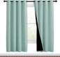 NICETOWN 100% Blackout Window Curtain Panels, Full Light Blocking Drapes with Black Liner for Nursery, 72-inch Drop Thermal Insulated Draperies (Aqua Blue, 2 Pieces, 46-inch Wide Per Panel)