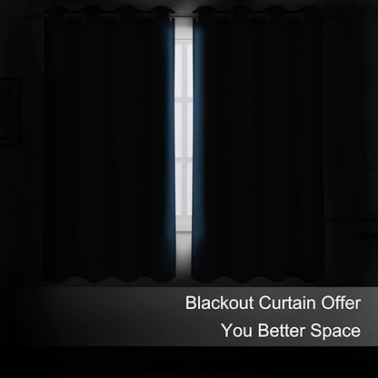 LEMOMO Navy Blackout Curtains 66 x 63 Inch Length/Set of 2 Curtain Panels/Thermal Insulated Room Darkening Blackout Curtains for Bedroom