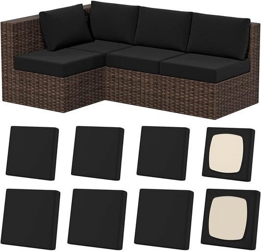 8Pcs Stretch Patio Cushion Covers, Outdoor Couch & Sofa Replacement Slipcovers for Patio Furniture Cushion Covers, Washable Reusable Furniture Protector