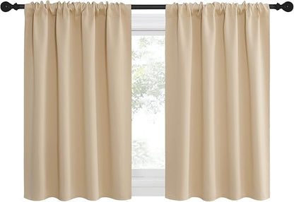 NICETOWN Blackout Room Darkening Curtains - Home Decoration Light & Noise Reducing Thermal Insulated Window Draperies with Rod Pocket Top (Biscotti Beige, Set of 2, 42 inches Wide x 36 inches Long)