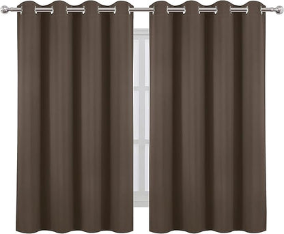 LEMOMO Blackout Curtains 52 x 45 inch/Chocolate Brown Curtains Set of 2 Panels/Thermal Insulated Room Darkening Bedroom Curtains