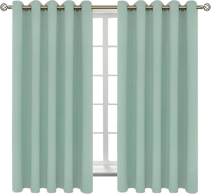 BGment Blackout Curtains - Grommet Thermal Insulated Room Darkening Bedroom and Living Room Curtains, Set of 2 Panels (70 x 63 Inch, Frosty Green)