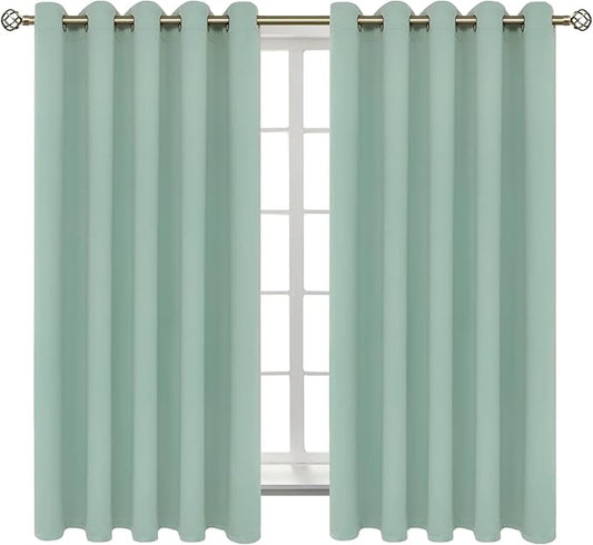 BGment Blackout Curtains - Grommet Thermal Insulated Room Darkening Bedroom and Living Room Curtains, Set of 2 Panels (70 x 63 Inch, Frosty Green)