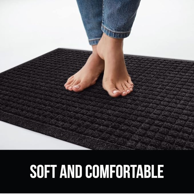 GORILLA GRIP® Ultra Absorbent Front Door Mat Outside Entrance, Traps Dirt and Moisture, HydroABSORB Indoor Outdoor Doormat Holds Up to 1.7 Cups Water, Stain and Fade Resistant Welcome Mat, 29x17 Black