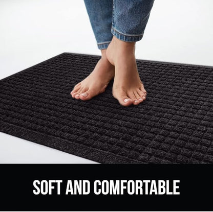 GORILLA GRIP® Ultra Absorbent Front Door Mat Outside Entrance, Traps Dirt and Moisture, HydroABSORB Indoor Outdoor Doormat Holds Up to 1.7 Cups Water, Stain and Fade Resistant Welcome Mat, 29x17 Black