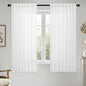 MIULEE White Linen Curtains Short 63 Inch Long 2 Panels for Kitchen Bedroom, Soft Thick Linen Textured Window Drapes Semi Sheer Light Filtering Back Tab Rod Pocket Burlap Look Decor