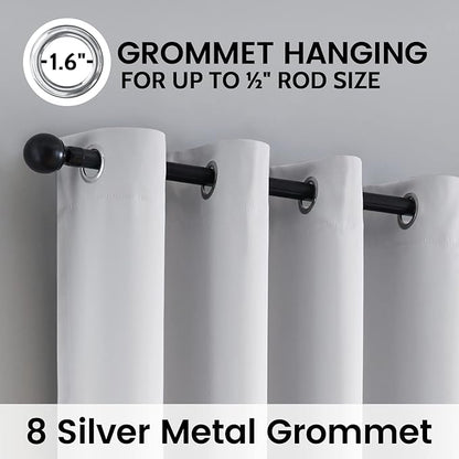 SimpleHome 100% Blackout Curtains for Bedroom,Thermal Insulated Grommet Window Drapes Room Darkening White Curtains for Living Room with Black Back,52 x 84 Inch,2 Panels
