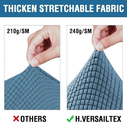 H.VERSAILTEX 4 Piece Stretch Sofa Covers for 3 Cushion Couch Covers for Living Room Furniture Slipcovers (Base Cover Plus 3 Seat Cushion Covers) Upgraded Thicker Jacquard Fabric (XL Sofa, Dusty Blue)