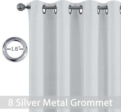 Yakamok Blackout Thermal Insulated Window Curtain Valance for Living Room Bedroom Set of 2 Panels,Greyish White,52" Wide x 45" Long
