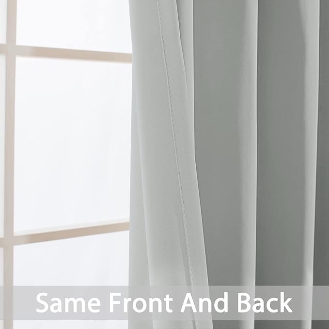Yakamok Blackout Curtains Room Darkening Thermal Insulated Window Panels,Solid Grommet Top Drapes for Bedroom/Living Room(62Wx72L, Light Grey, 2 Panels)
