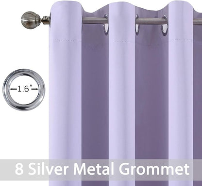 Yakamok Lilac Blackout Drapes for Bedroom - Light Blocking Grommet Top Curtains for Living Room(Lilac, 52Wx45L, 2 Panels)