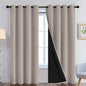Yakamok 100% Blackout Curtains 96 Inches Long, 2 Thick Layers Heat and Full Light Blocking Soft Thermal Insulated Drapes for Bedroom(52" Wide Each Panel, Natural, 2 Panels)