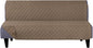 U-NICE HOME Reversible Futon Cover Sofa Slipcover Armless Furniture Protector Couch Cover Water Resistant, Taupe/Taupe