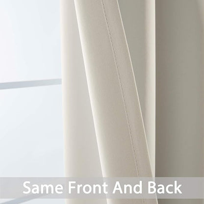 Yakamok Blackout Curtains Room Darkening Thermal Insulated Grommet top Window Curtains for Living Room, 52 x 54 Inch, Light Beige, 2 Panels