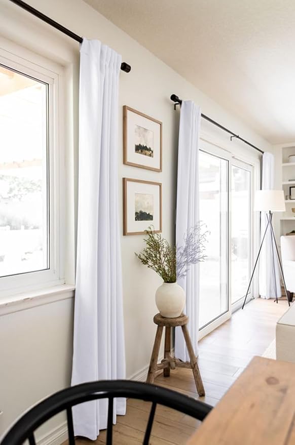 100% Blackout Shield 100% Polyester Blackout Curtains for Bedroom 63 Inches Long, Back Tab/Rod Pocket Living Room Drapes, Thermal Insulated Blackout Curtains 2 Panels Set, 50" W x 63" L, Bright White