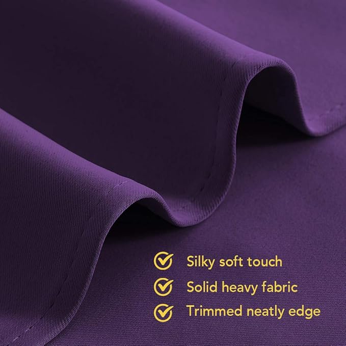 NICETOWN Royal Purple Blackout Curtain Panels 48 inch Long Set of 2 for Bedroom, Thermal Insulated Grommet Top Light Blocking Draperies and Drapes for Basement (W34)