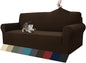 ZNSAYOTX 1 Piece Jacquard Couch Covers for 3 Cushion Couch Living Room High Stretch Sofa Cover Pets Dogs Friendly Anti Slip Thickened Slipcovers Furniture Protector (Sofa, Dark Coffee)