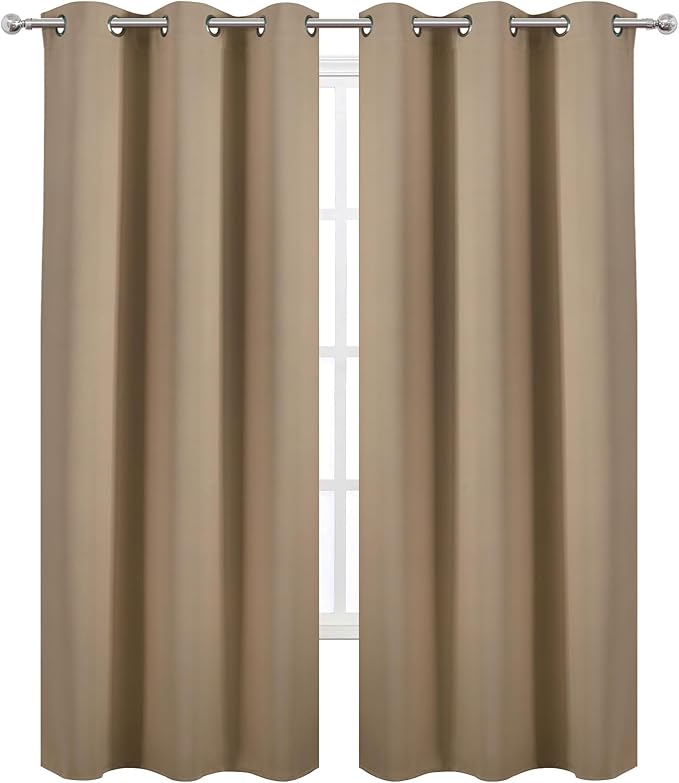 LEMOMO Natural Thermal Blackout Curtains/42 x 84 Inch/Set of 2 Panels Room Darkening Curtains for Bedroom