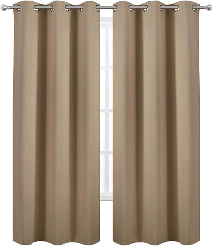 LEMOMO Natural Thermal Blackout Curtains/42 x 84 Inch/Set of 2 Panels Room Darkening Curtains for Bedroom
