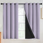 SimpleHome 100% Blackout Curtains for Bedroom,Thermal Insulated Lilac Grommet Window Drapes Room Darkening Curtains for Living Room with Black Back,52 x 45 Inch,2 Panels