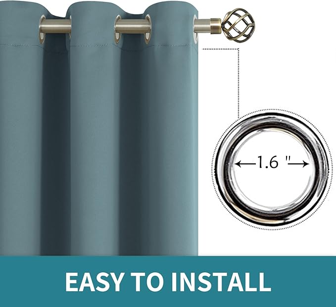 BGment Room Darkening Curtains 72 Inches Long - Grommet Thermal Insulated Drapes Window Treatment Curtains for Bedroom, 2 Panels, 52 x 72 Inch, Stone Blue