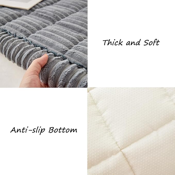 Couch Cover for Dogs Washable, Fuzzy Pet Couch Covers for 3 Cushion Sofa Pet Friendly, Non Slip Sofa Cover (Blue-Grey, 35" x 82.7"/90 x 210cm)