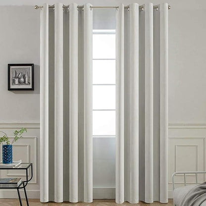 Yakamok Blackout Curtains Room Darkening Thermal Insulated Window Panels,Solid Grommet Top Drapes for Bedroom/Living Room(52Wx90L, Light Beige, 2 Panels)