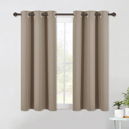 NICETOWN Bedroom Curtains Blackout Drapery Panels, 2 Panels, 42 x 54 Inch, Taupe, 3 Pass Microfiber Thermal Insulated Solid Ring Top Blackout Window Curtains/Drapes