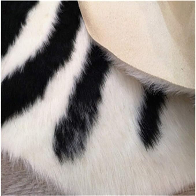 Zebra Print Rug Faux Animal Cowhide Skin Area Rug Leather Carpet Mat Large Size for Home Office Livingroom 7.9'x5.6'
