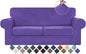 WEERRW Velvet Couch Covers for 2 Cushion Couch Sofa - High Stretch Luxury Velvet Plush 3 Pieces Sofa Slipcovers with Elastic Bottom, Furniture Protector for Pets, Machine Washable, Purple, Medium