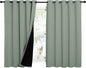 NICETOWN Greyish Green 100% Blackout Lined Curtains, 2 Thick Layers Completely Blackout Window Treatment Thermal Insulated Drapes for Kitchen/Bedroom (1 Pair, 62" Width x 63" Length Each Panel)