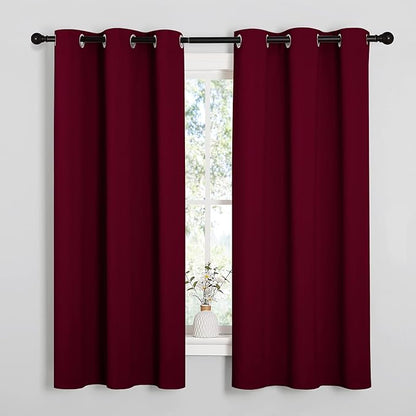 NICETOWN Blackout Curtains for Bedroom, Window Room Darkning Curtains/Drapes, Cold and Heat Reduction Curtains for Kitchen Living Room (Wine Red, 2 Panels, W42 x L63 inches)