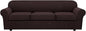 H.VERSAILTEX 4 Piece Stretch Sofa Covers for 3 Cushion Couch Covers for Living Room Furniture Slipcovers (Base Cover Plus 3 Seat Cushion Covers) Thicker Jacquard Fabric (Large Sofa, Chocolate)