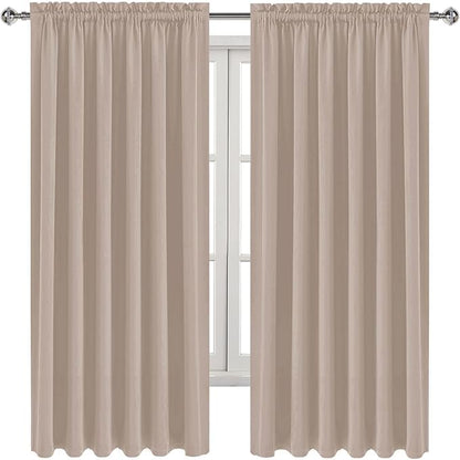 DWCN Blackout Curtains for Living Room Thermal Insulated, Energy Saving & Noise Reducing Bedroom Curtains, Camel, W 70x L 63 Inch, Set of 2 Rod Pocket Curtain Panels