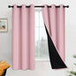 Yakamok Full Blackout Curtains 63 Inches Long,Blackout Curtain Panels for Bedroom, 2 Thick Layers Grommet Top Thermal Insulated Drapes with Black Liner for Living Room(Pink, Set of 2)