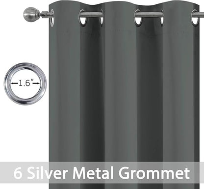 Yakamok Room Darkening Grommet Window Drapes Thermal Insulated Light Blocking Blackout Curtains for Bedroom(Dark Grey,38Wx84L,2 Panels)