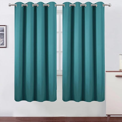 LEMOMO Blackout Curtains 66 x 72 Inch Long Sea Teal Curtains Set of 2 Panels Room Darkening Curtains for Bedroom and Living Room